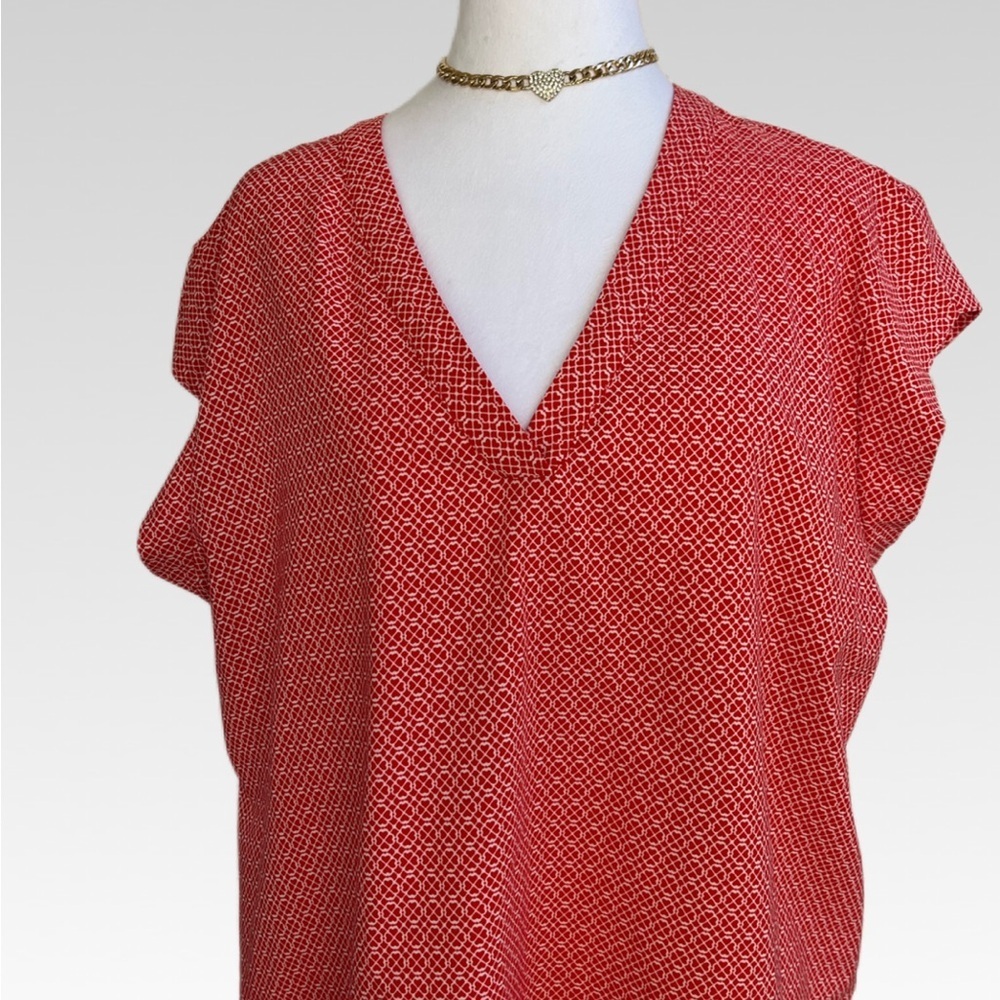 Hilary Radley Red Patterned Blouse size XXL